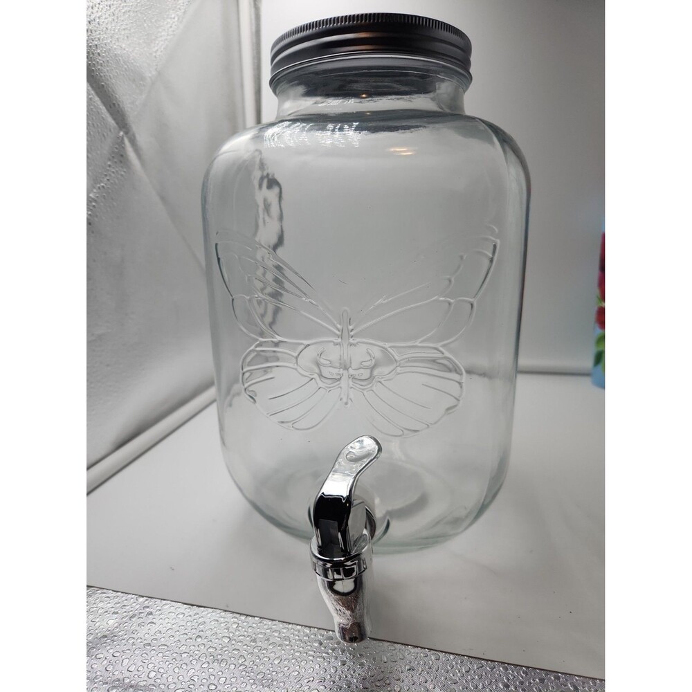 NEW Dolly Parton 1.3 Gallon Butterfly Mason Jar Style Spout Beverage Dispenser